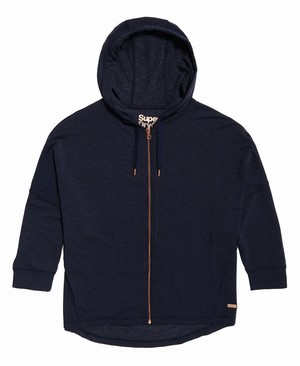 Superdry Active Studio Luxe Cipzár Női Kapucnis Pulóver Sötétkék | QRVYG2605